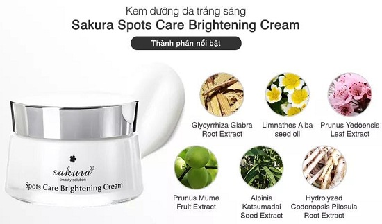 sakura spots care brightening cream bào chế từ những thành phần tự nhiên