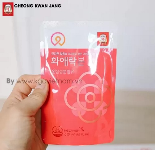 nước hồng sâm phụ nữ kgc hwa ae rak bon đóng gói nhỏ tiện lợi để sử dụng