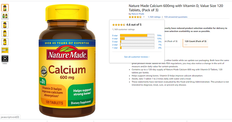 Review Nature Made Super Calcicum with vitamin D trên trang Amazon
