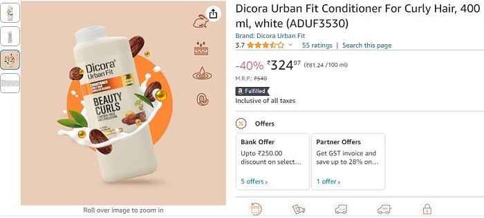 review Dầu xả Dicora Urban Fit trên Amazon