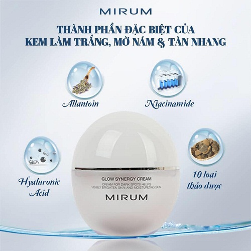 mirum glow synergy cream được bào chế từ thành phần an toàn lành tính