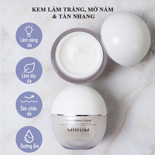 mirum glow synergy cream làm mờ nám tàn nhang dưỡng trắng da