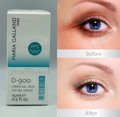 kết quả trước và sau khi sử dụng maria galland d 900 eye gel cream