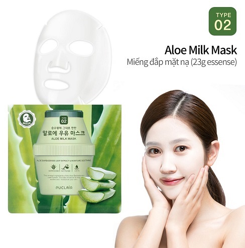 Puclair Aloe Milk Mask – Mặt nạ sữa nha đam làm êm dịu da