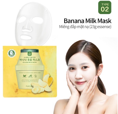 Puclair Banana Milk Mask – Mặt nạ sữa chuối giúp dưỡng ẩm da