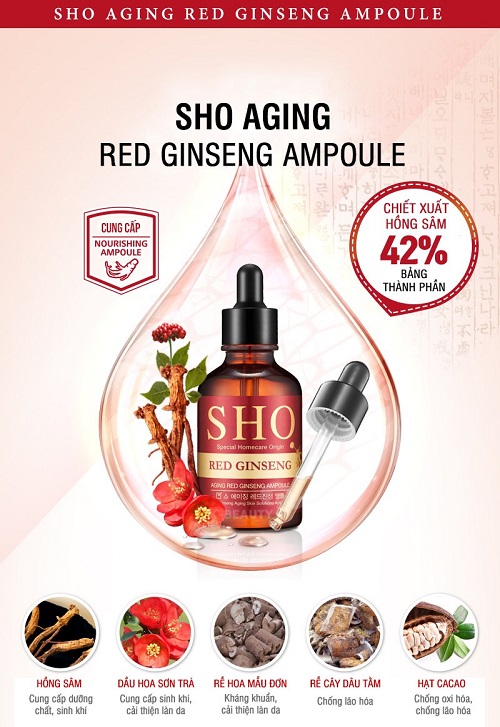 tinh chất hồng sâm chống lão hóa Sho Red Ginseng Aging Red Ginseng Ampoule Hàn Quốc 