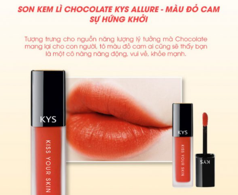 Son môi KYS Chocolate Sweetie đỏ cam biểu tượng của sự hứng khởi