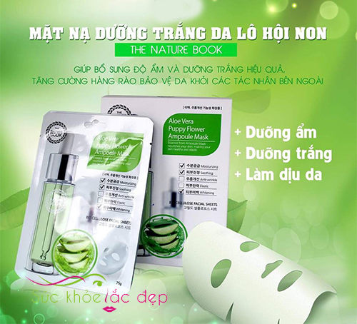 những công dụng của the nature book aloe vera poppy flower ampoule mask