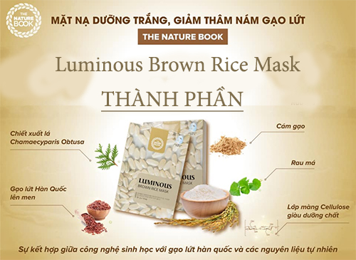 những thành phần của the nature book luminous brown rice mask