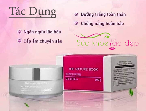 công dụng của the nature book whitening body cream