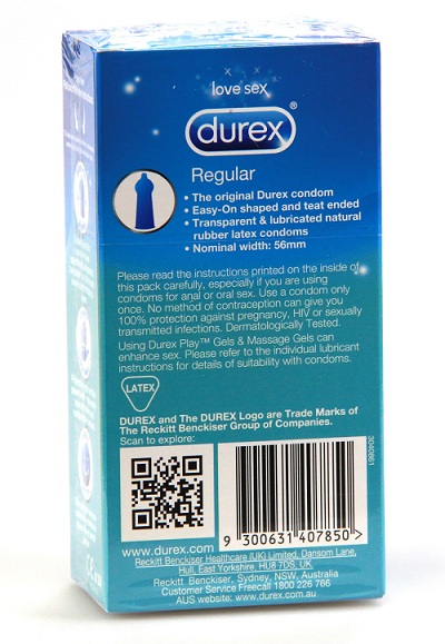 Bao cao su Durex Regular 10 condoms của Úc