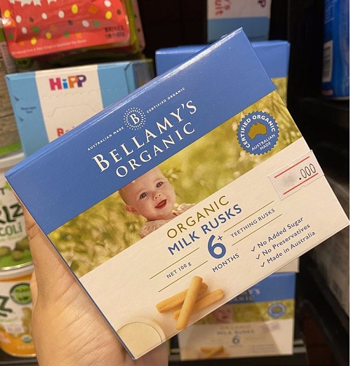 Bánh ăn dặm Bellamys Organic Milk Rusks 100g cho bé từ 6 tháng tuổi