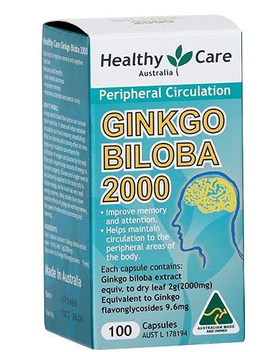 Viên uống bổ não Healthy Care Gingko Biloba 2000mg 100 viên của ÚC