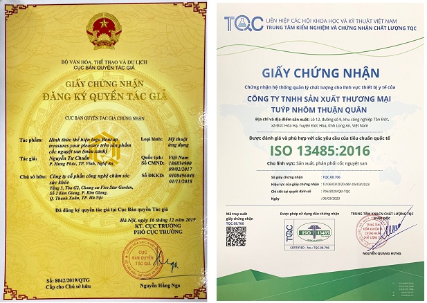giấy chứng nhận  sản phẩm cốc nguyệt san beucup