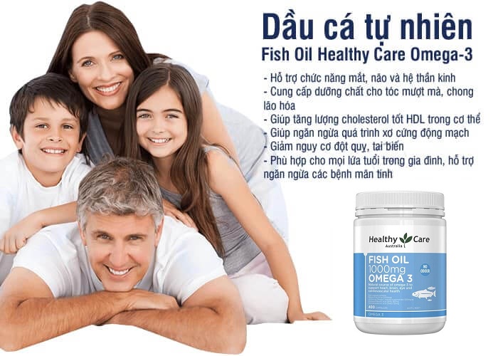 Dầu cá Fish Oil 1000mg Omega 3 Healthy Care 400 viên