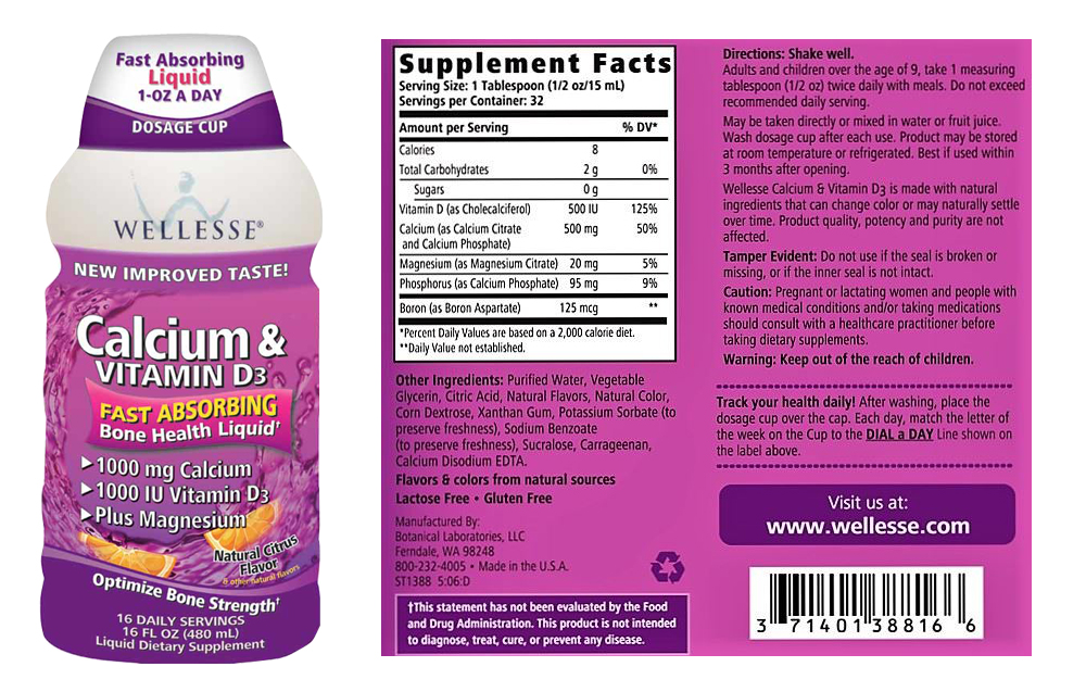 Wellesse Calcium và Vitamin D3 Liquid dạng nước 480ml của Mỹ