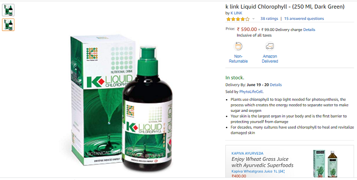 Nước diệp lục K Link Liquid Chlorophyll 