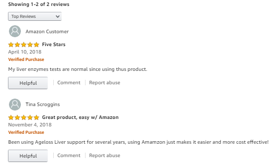 Ageloss Liver Support review trên amazon