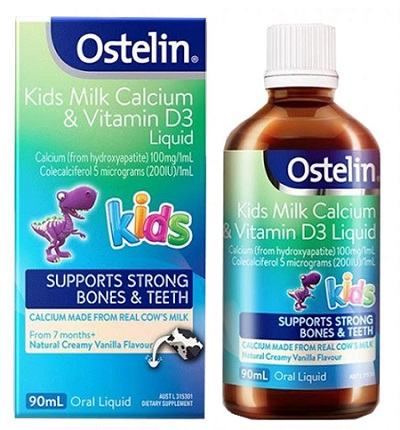 Ostelin Kid Milk Calcium Vitamin D3 Canxi cho bé dạng nước 90ml