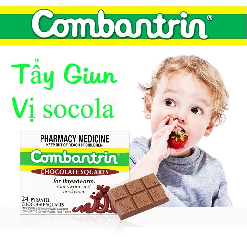 Thuốc tẩy giun Combantrin Chocolate Squares 24 Úc 