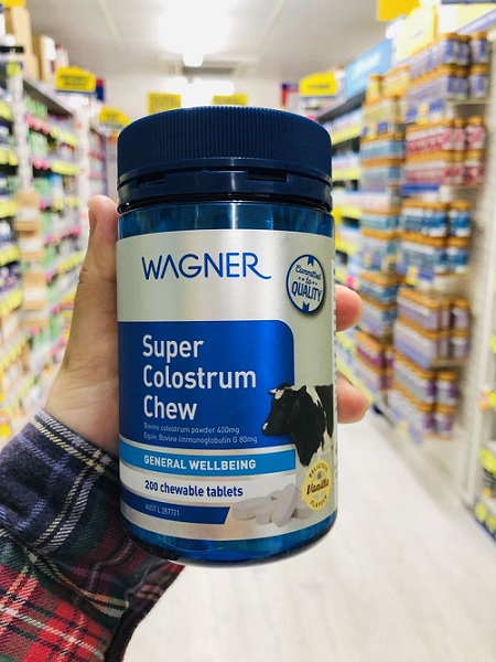 Viên nhai sữa non Wagner Super Colostrum Chewable 200 tablets