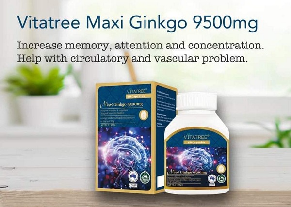 Viên uống bổ não Vitatree Mega Ginkgo 9500mg Max 60 viên chuẩn Úc