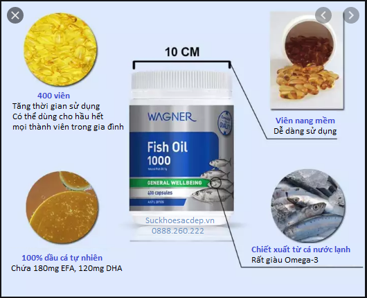 Viên uống dầu cá Wagner Fish Oil 1000 400 viên