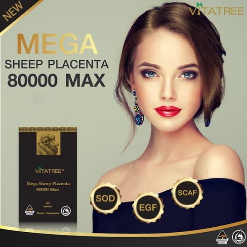 Viên uống nhau thai cừu Vitatree Mega Sheep Placenta 8000 Max