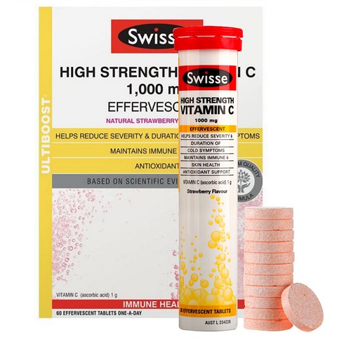 Viên sủi Swisse Ultiboost High Strength Vitamin C 60 của Úc