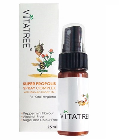 Xịt trị ho keo ong Vitatree Super Propolis Spray Complex With Honey của Úc