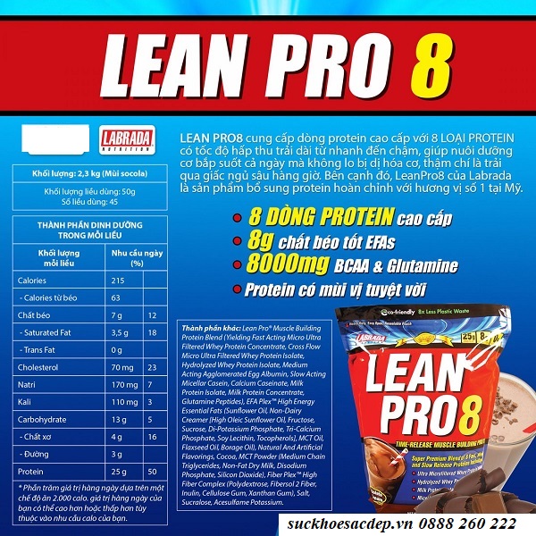 tăng cơ Labrada Lean Pro8 